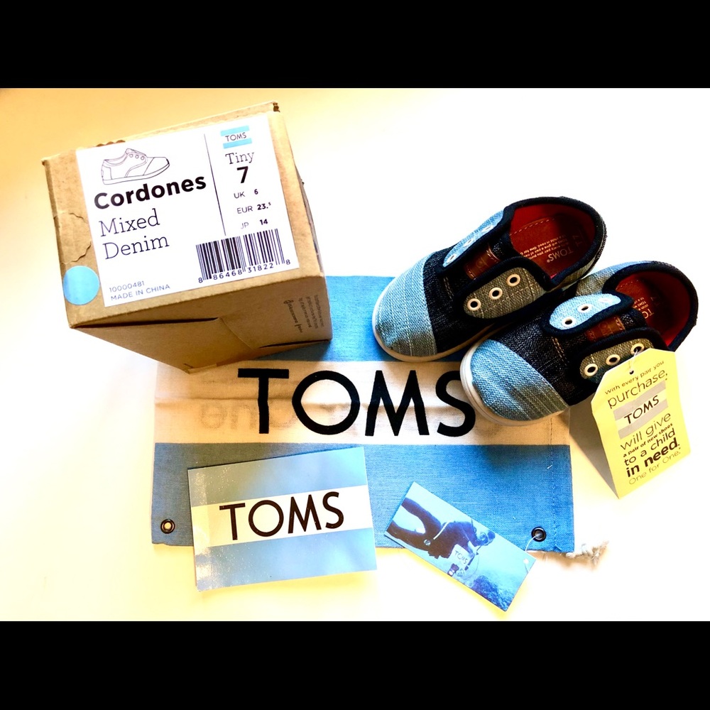 Toms tiny shoes Cordones toddler sz7 mixed denim